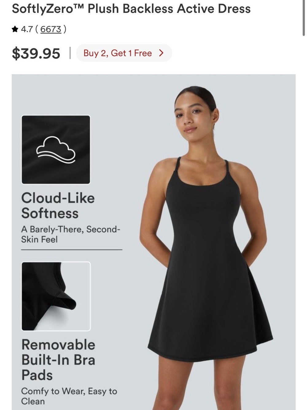 HALARA SoftlyZero™ Plush Backless Active Dress - Black